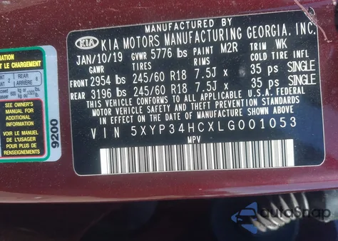 2020 Kia Telluride Ex from USA, damaged, VIN 5XYP34HCXLG001053